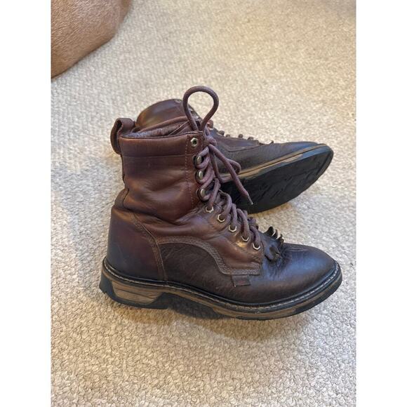 Tony Lama Harlingen work boot brown leather Mens 8.5 Womens 10 - Picture 1 of 8